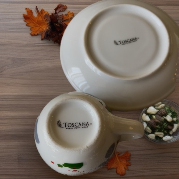 TOSCANA Vintage Green and Gray Ceramic Cappuccino Set - Picture 8 of 10